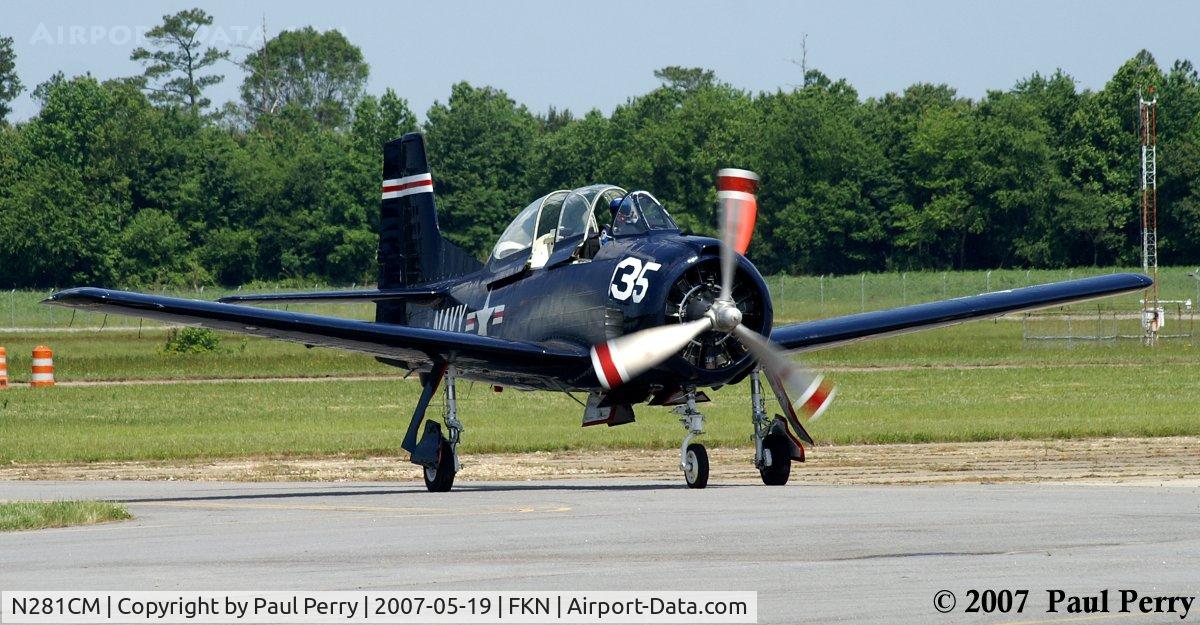 N281CM, 1955 North American T-28B Trojan C/N 219-34, Making her way to the parking apron