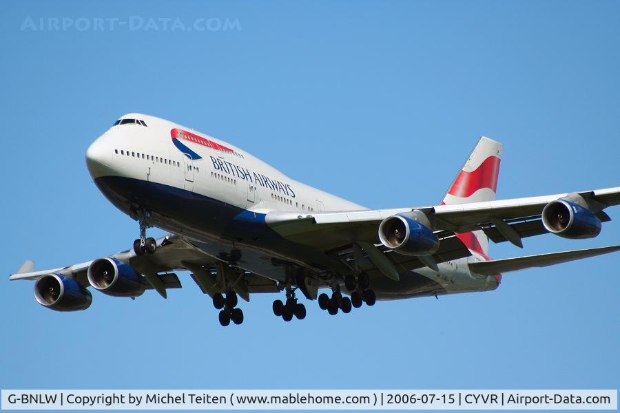 G-BNLW, 1992 Boeing 747-436 C/N 25432, British Airways flight from London-Heathrow arrives at Vancouver