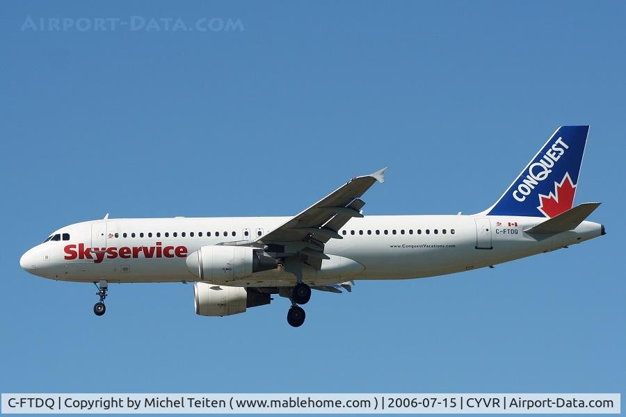 C-FTDQ, 2001 Airbus A320-214 C/N 1686, Skyservice Airlines (Conquest Vacations)