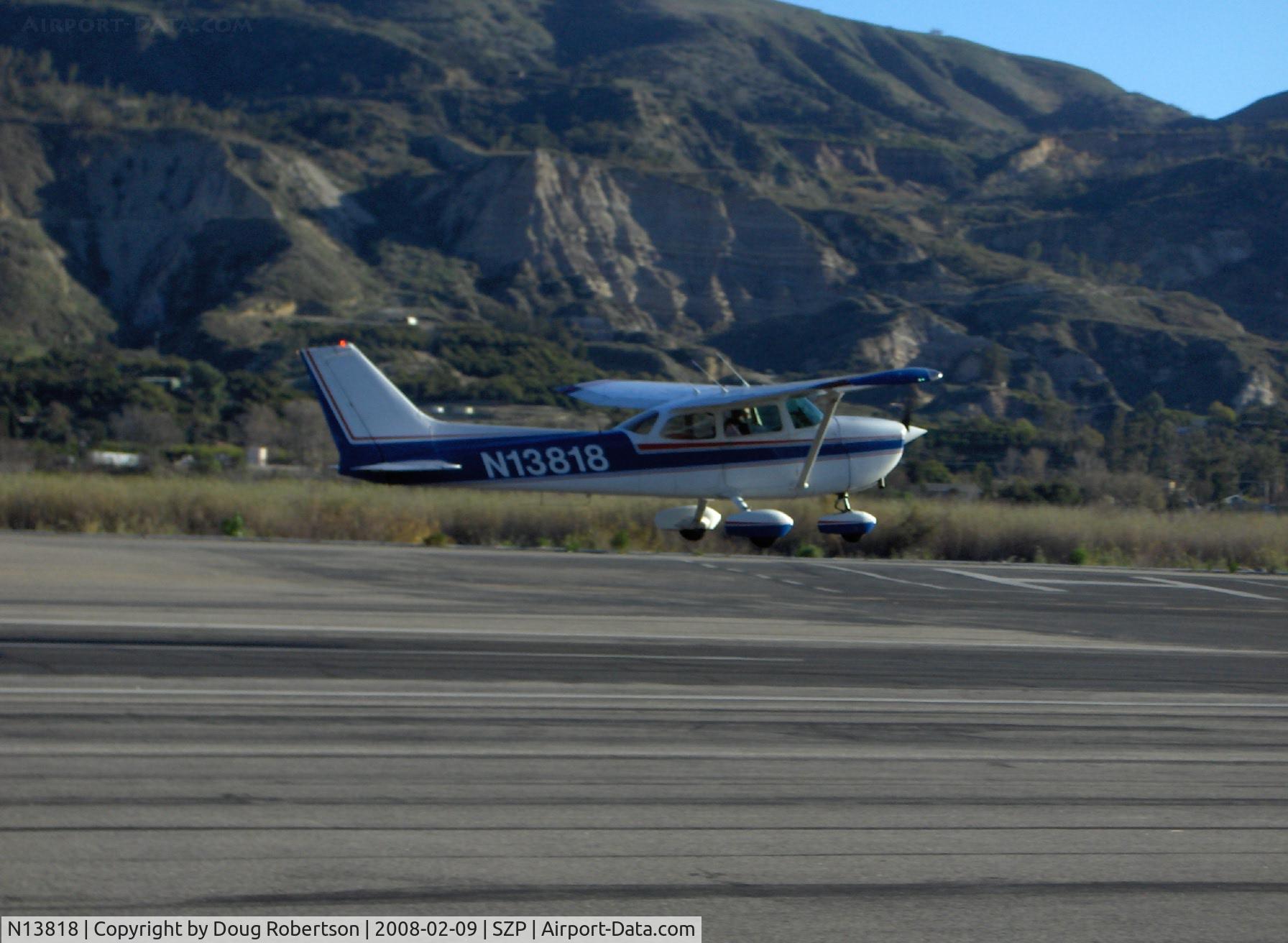 N13818, 1974 Cessna 172M C/N 17263013, 1974 Cessna 172M, Lycoming O-320-E2D 150 Hp, multople certification, takeoff climb Rwy 22