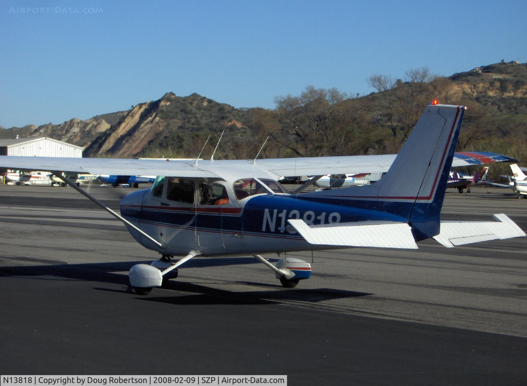 N13818, 1974 Cessna 172M C/N 17263013, 1974 Cessna 172M, Lycoming O-320-E2D 150 Hp, multiple certification, taxi to Rwy 22