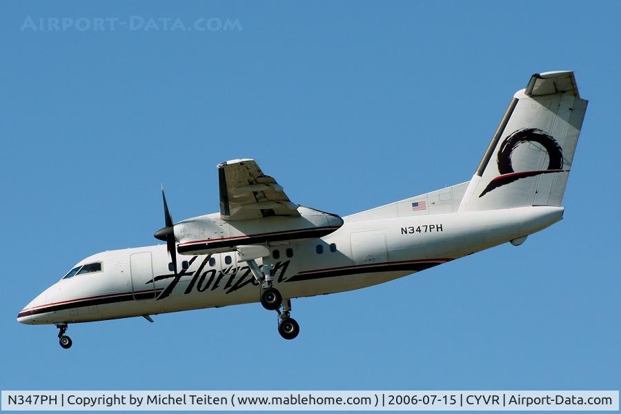N347PH, 1997 De Havilland Canada DHC-8-202 Dash 8 C/N 480, Horizon Air landing at Vancouver