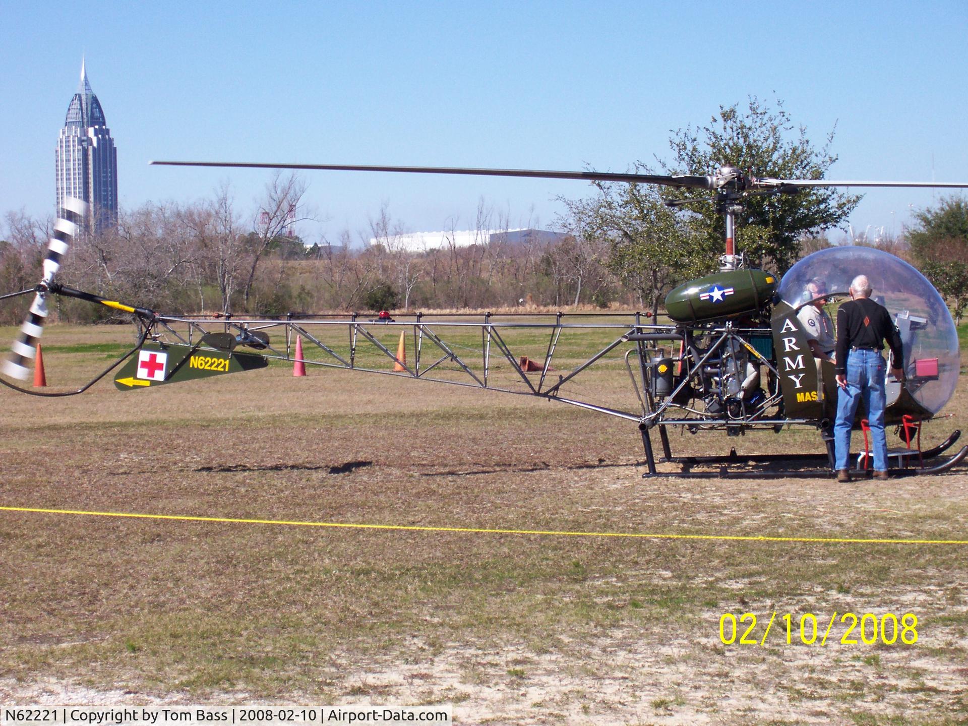 N62221, 1947 Bell 47G C/N 16, aken at USS Alamaba Park, Mobile, AL.