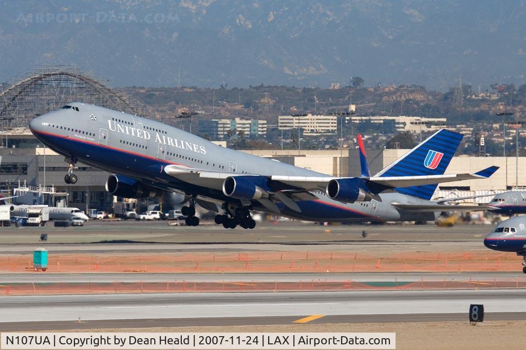 N107UA, 1998 Boeing 747-422 C/N 26900, United Airlines N107UA (FLT UAL891) departing RWY 25R enroute to Narita Int'l (RJAA).