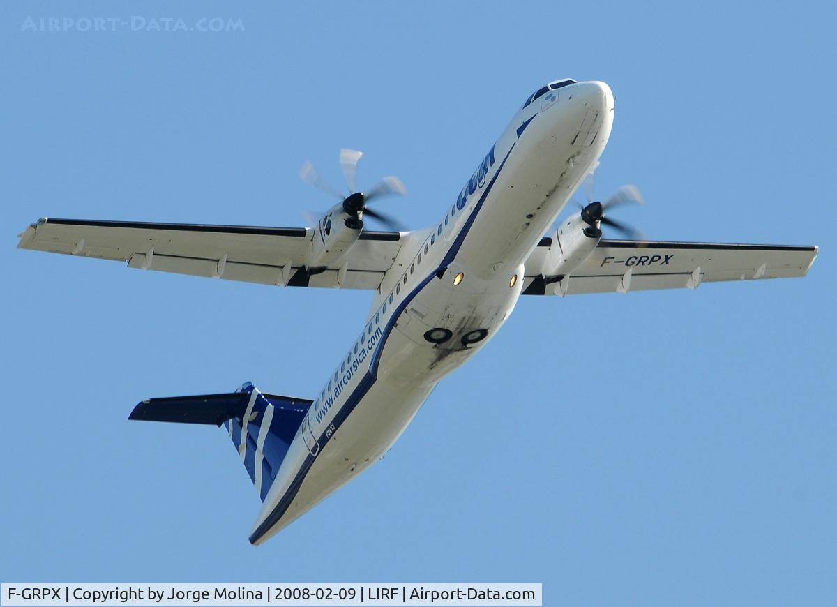 F-GRPX, 2006 ATR 72-212A C/N 734, Taking off RWY 25 of FCO.