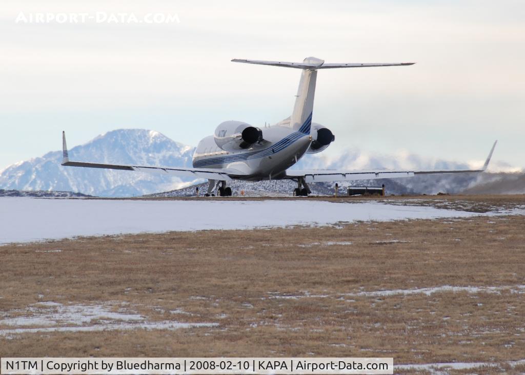 N1TM, 2002 Gulfstream Aerospace G-IV C/N 1490, Takeoff on 17L. Pikes Peak in the distance.