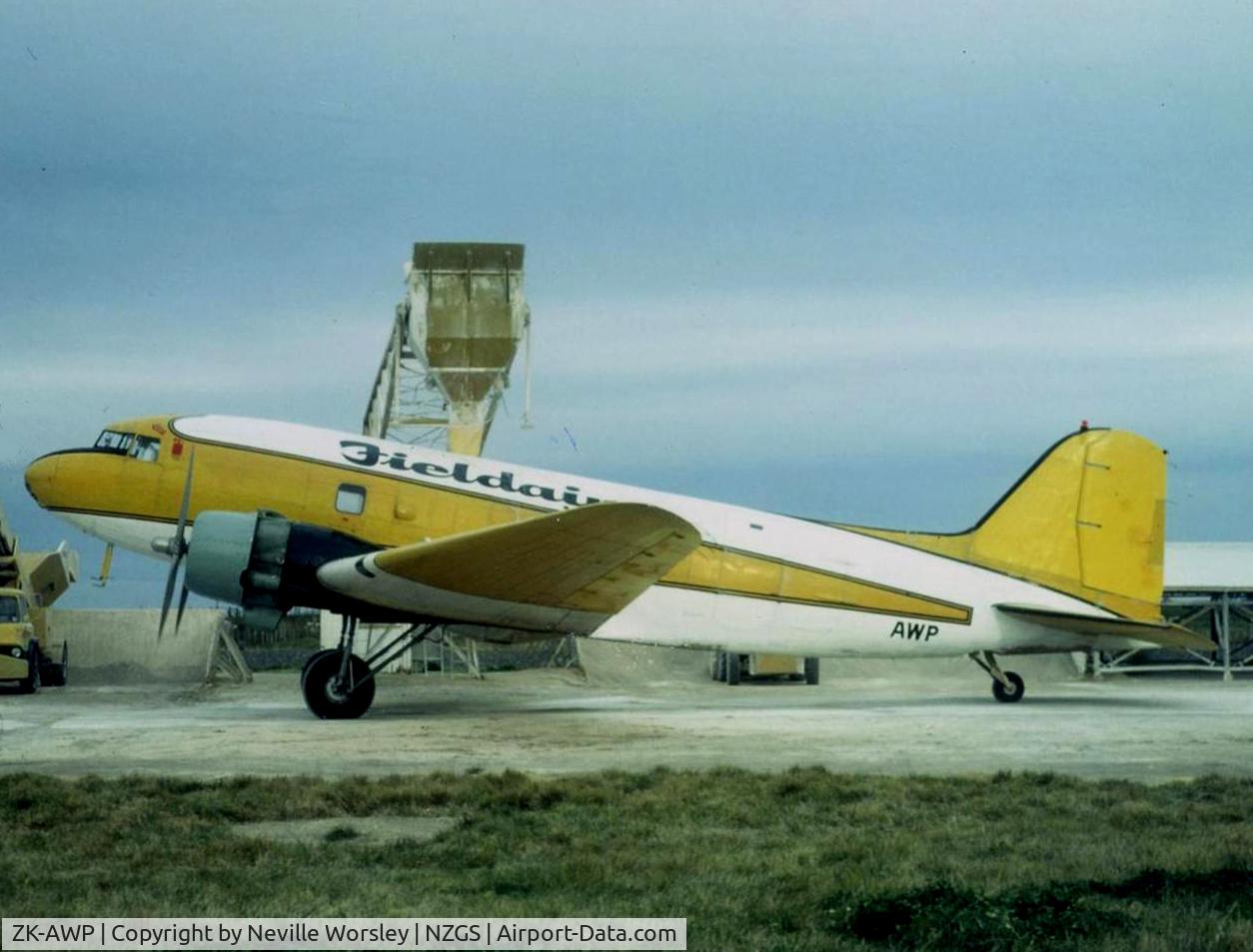 ZK-AWP, 1945 Douglas DC-3 (C-47B-30-DK) C/N 33135, Loading at Gisborne 1980 with Basil Martin