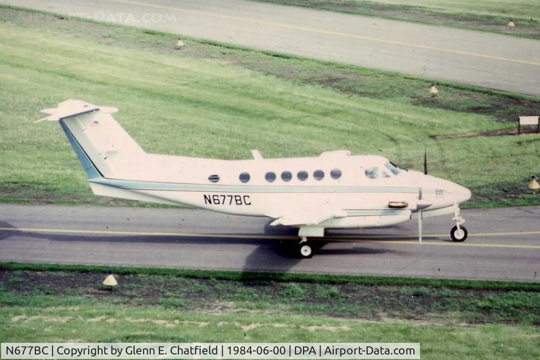 N677BC, 1975 Beech 200 C/N BB-86, Photo taken for aircraft recognition training.  King Air 200 taxiing by the control tower.