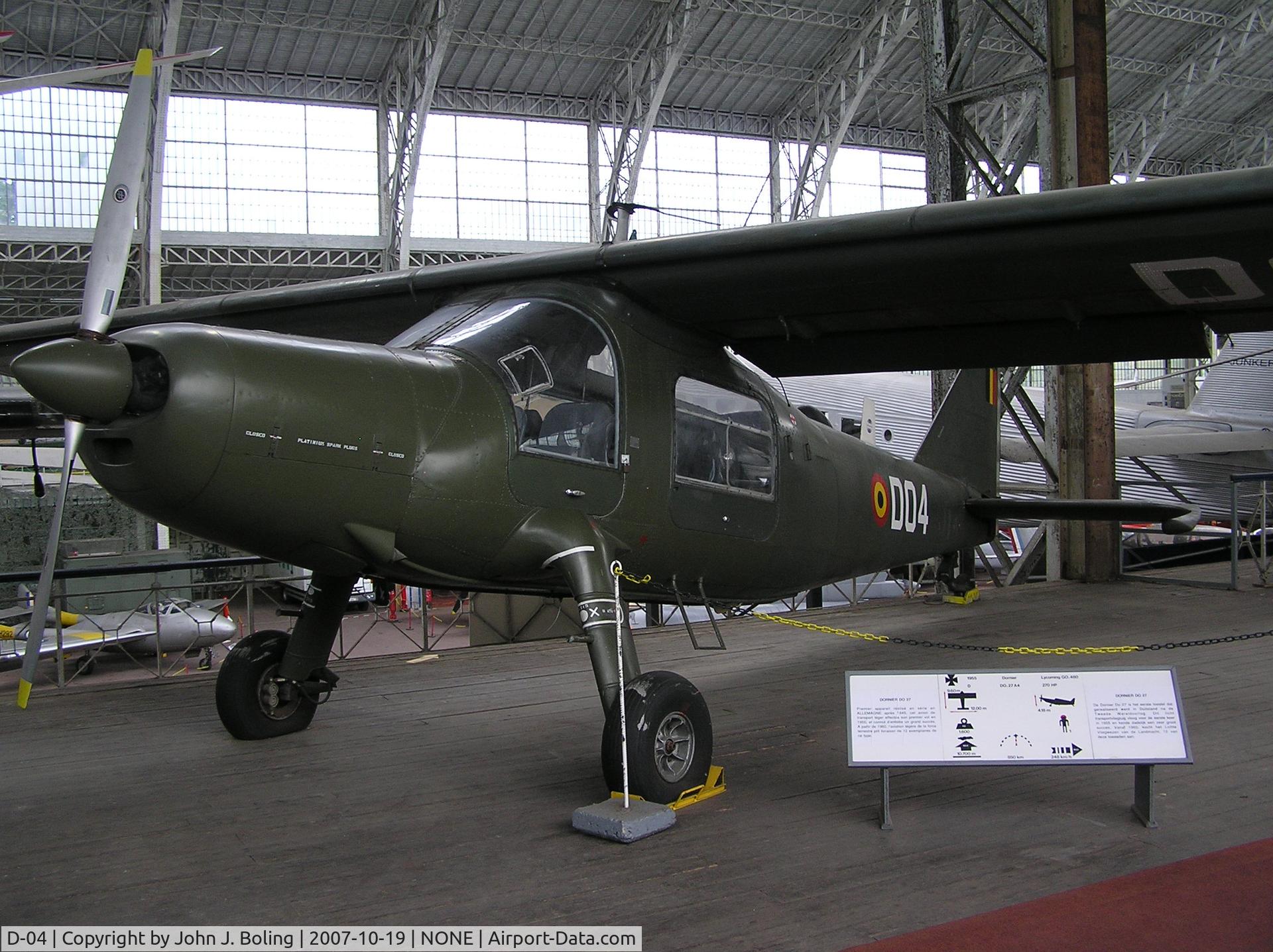 D-04, 1961 Dornier Do-27J-1 C/N 2101, Dornier DO27 on display at Brussels Air Museum