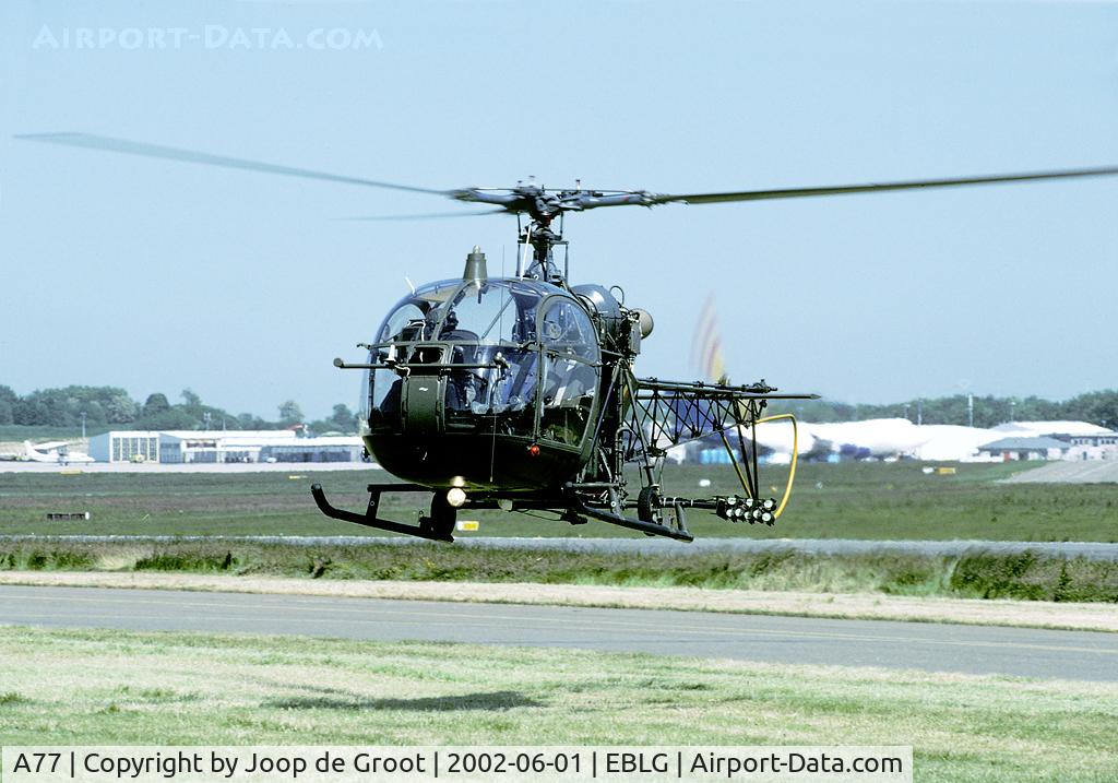 A77, Sud Aviation SA-318C Alouette II C/N 2124/730C-A200, Seen on its home base Bierset near Liege.