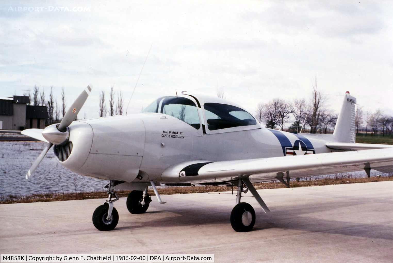 N4858K, 1949 Ryan Navion C/N NAV-4-1858, Warbird wannabe stopping in.