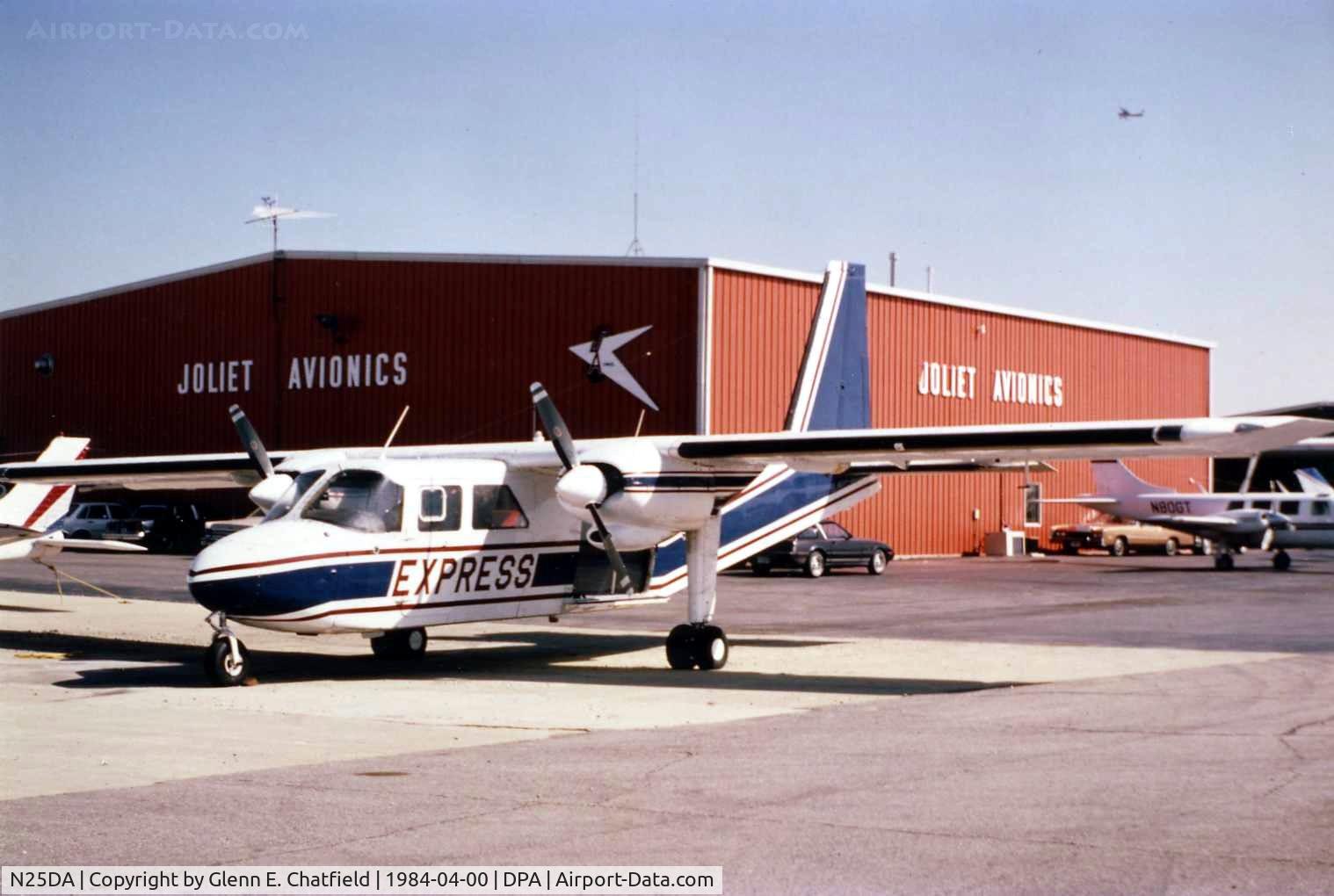 N25DA, 1969 Britten-Norman BN-2A-8 Islander C/N 65, Photo taken for aircraft recognition training.  Britten-Norman Islander skydiving plane