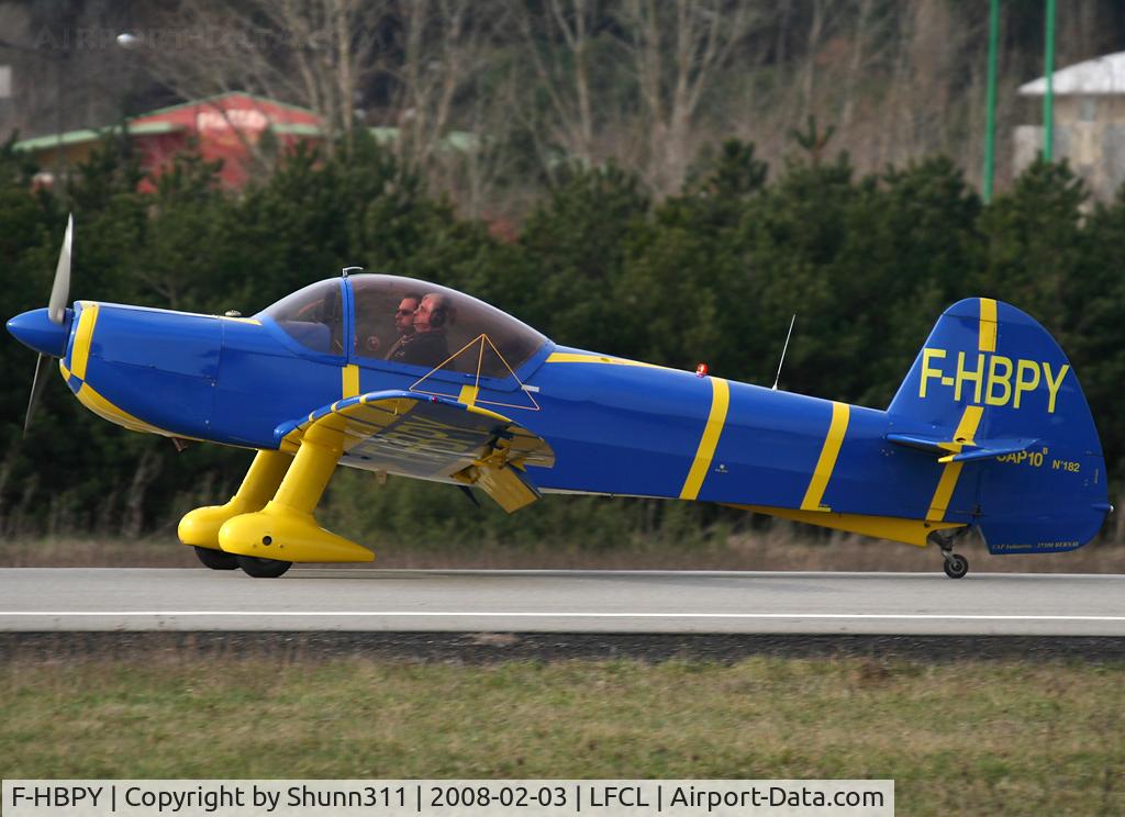 F-HBPY, 1983 Mudry CAP-10B C/N 182, Landing in this airfield... Nice c/s ;-)