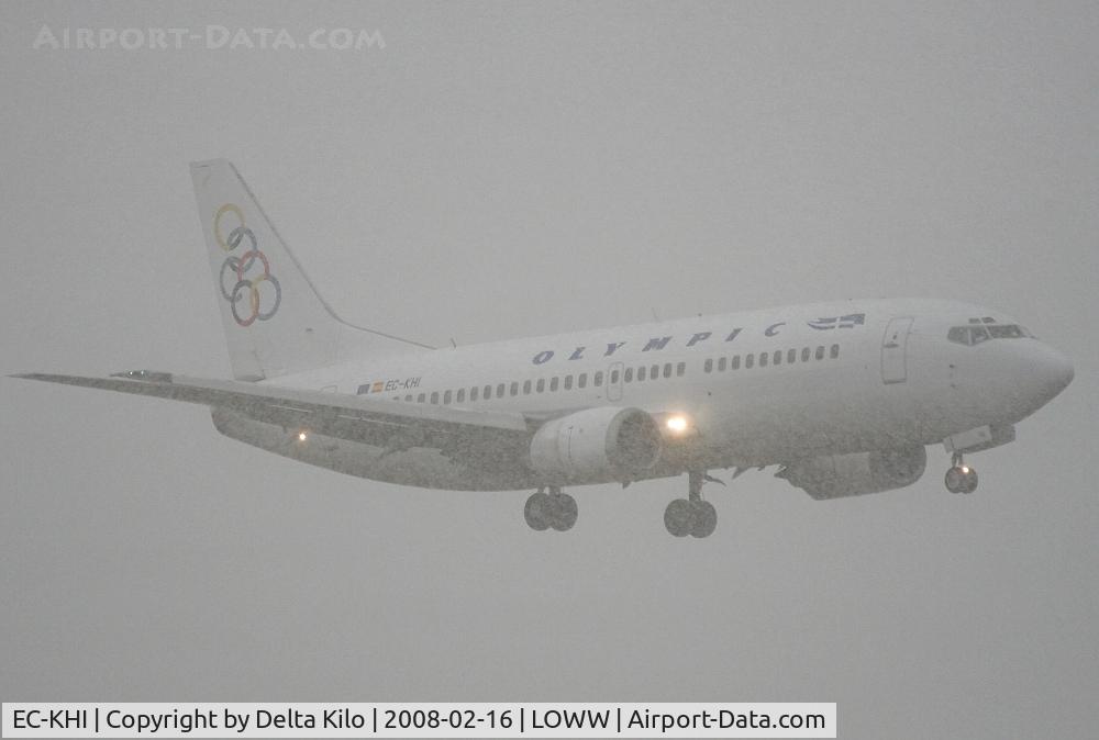 EC-KHI, 1988 Boeing 737-33A C/N 24026, OLYMPIC AIRLINES B737-33A snowstorm in vienna