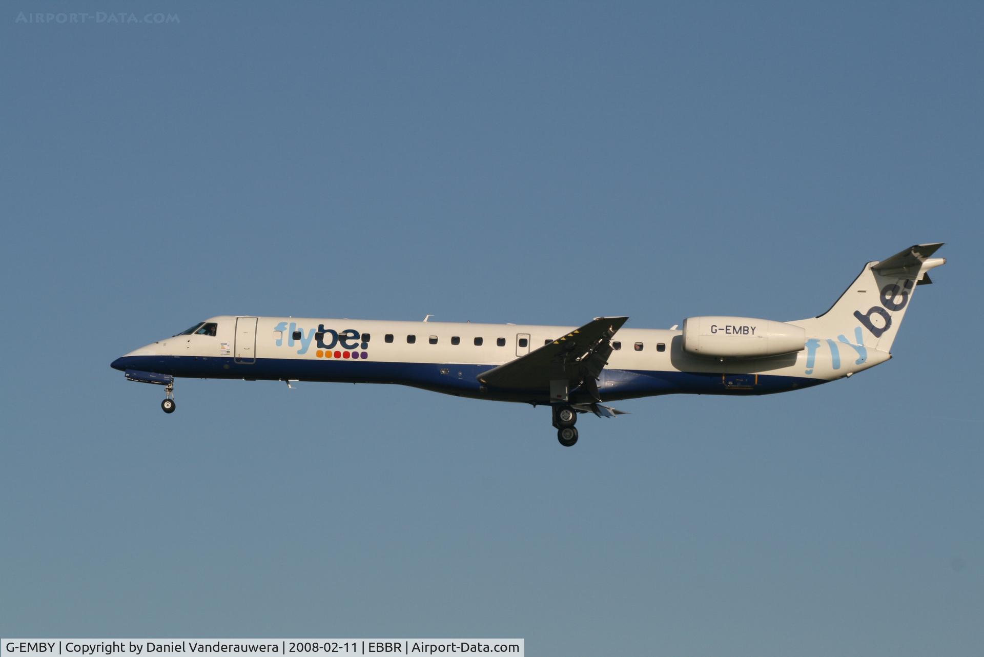 G-EMBY, 2002 Embraer EMB-145EU (ERJ-145EU) C/N 145617, flight BE1841 is descending to rwy 25L