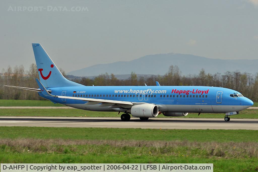 D-AHFP, 2000 Boeing 737-8K5 C/N 27988, departing on rwy 16