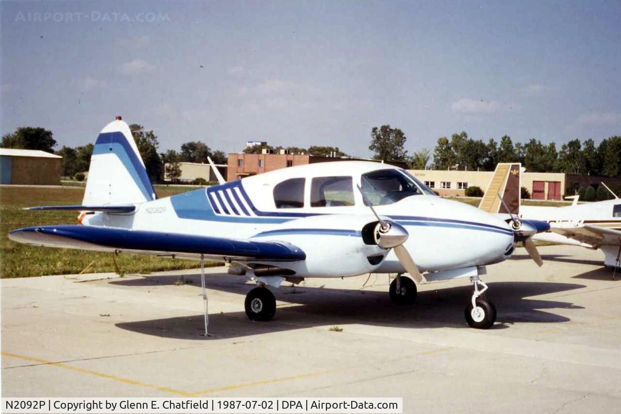 N2092P, Piper PA-23 C/N 23680, Photo taken for aircraft recognition training.  Apache belonging to Rudy Zimmerman parked on the JA Air Center ramp.