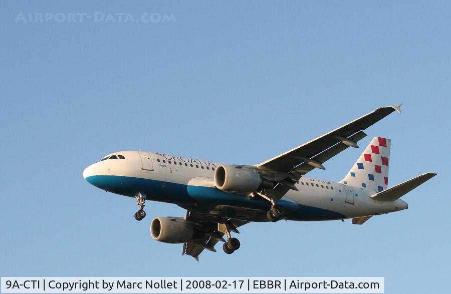 9A-CTI, 1999 Airbus A319-112 C/N 1029, Landing at Brussels Airport