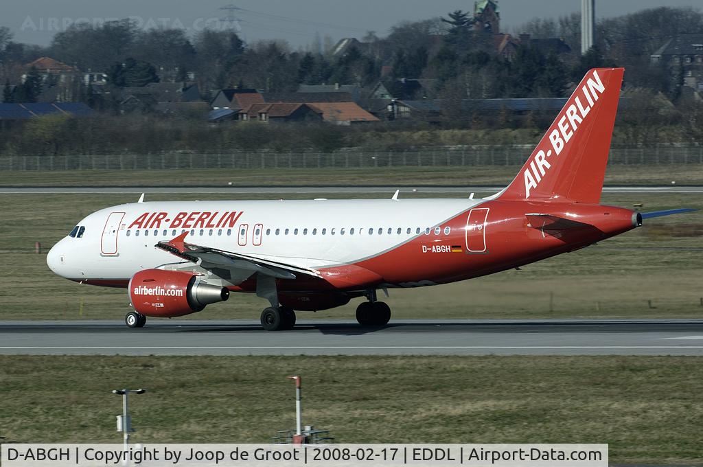 D-ABGH, 2007 Airbus A319-111 C/N 3245, Rolling out after landing at Dusseldorfs runway 23L.