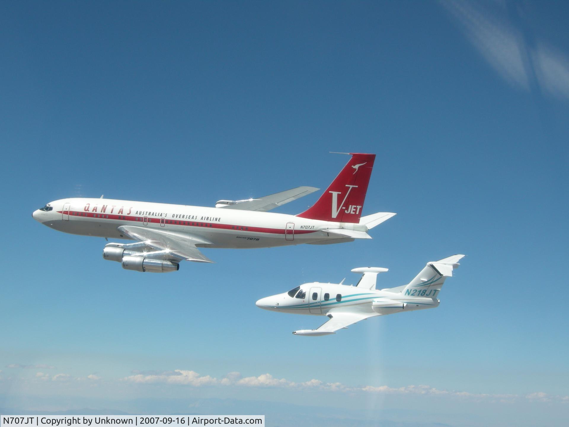 N707JT, 1964 Boeing 707-138B C/N 18740, Two of John Travolta's planes airborne together