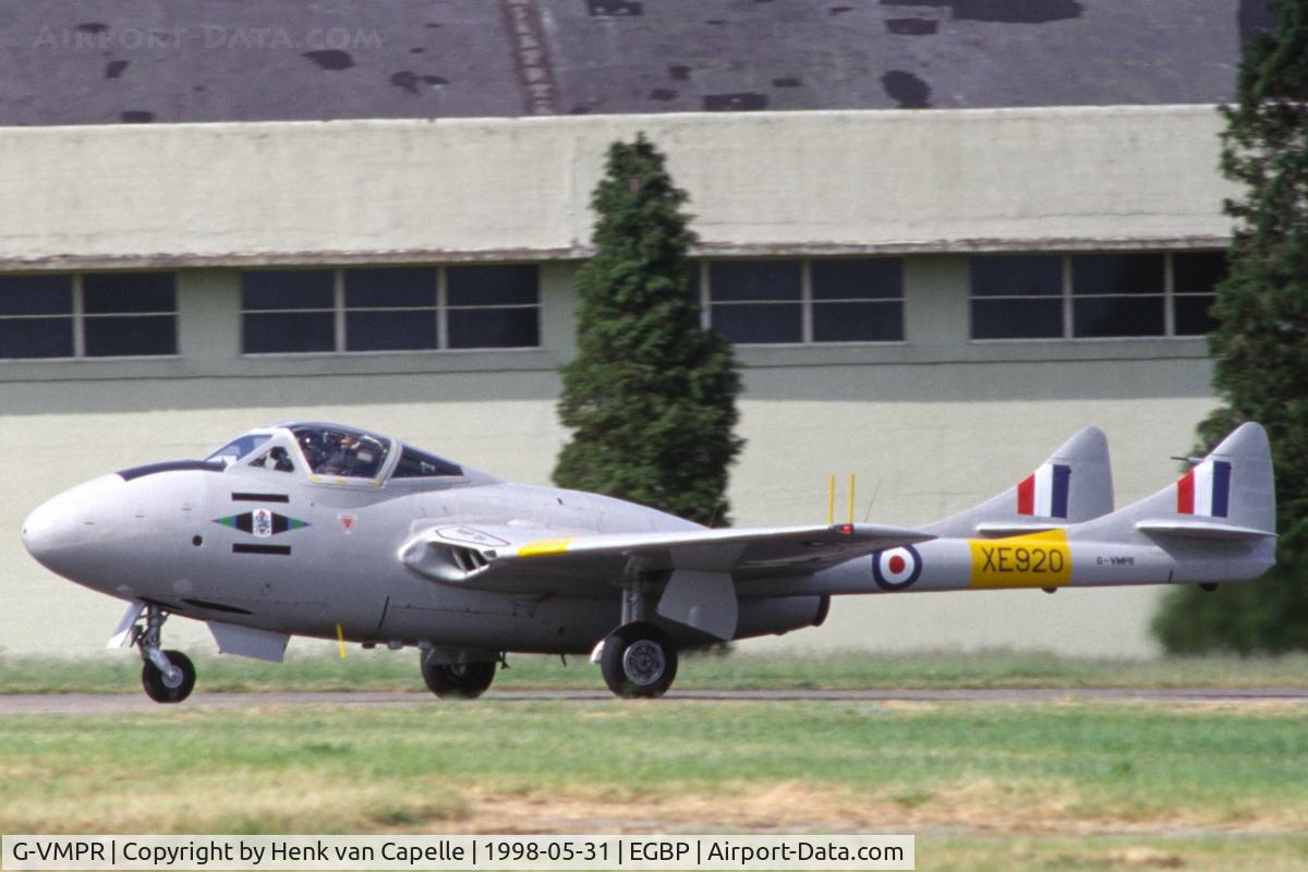 G-VMPR, 1955 De Havilland DH-115 Vampire T.11 C/N 15621, Vampire T11 at Kemble airfield, UK