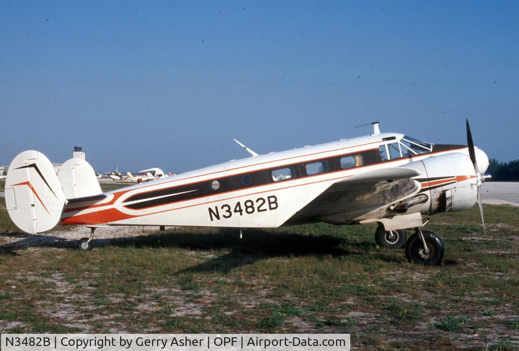 N3482B, 1953 Beech D18S C/N A-982, Spotted while 'airport bumming' around south Florida during the summer of '80