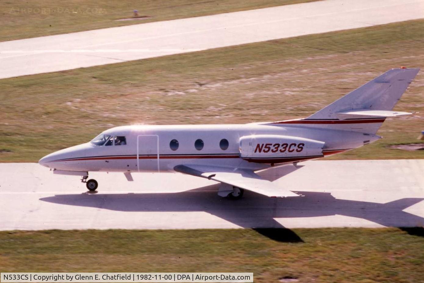N533CS, 1981 Dassault Falcon 10 C/N 177, Photo taken for aircraft recognition training. Falcon 20 taxiing by the control tower
