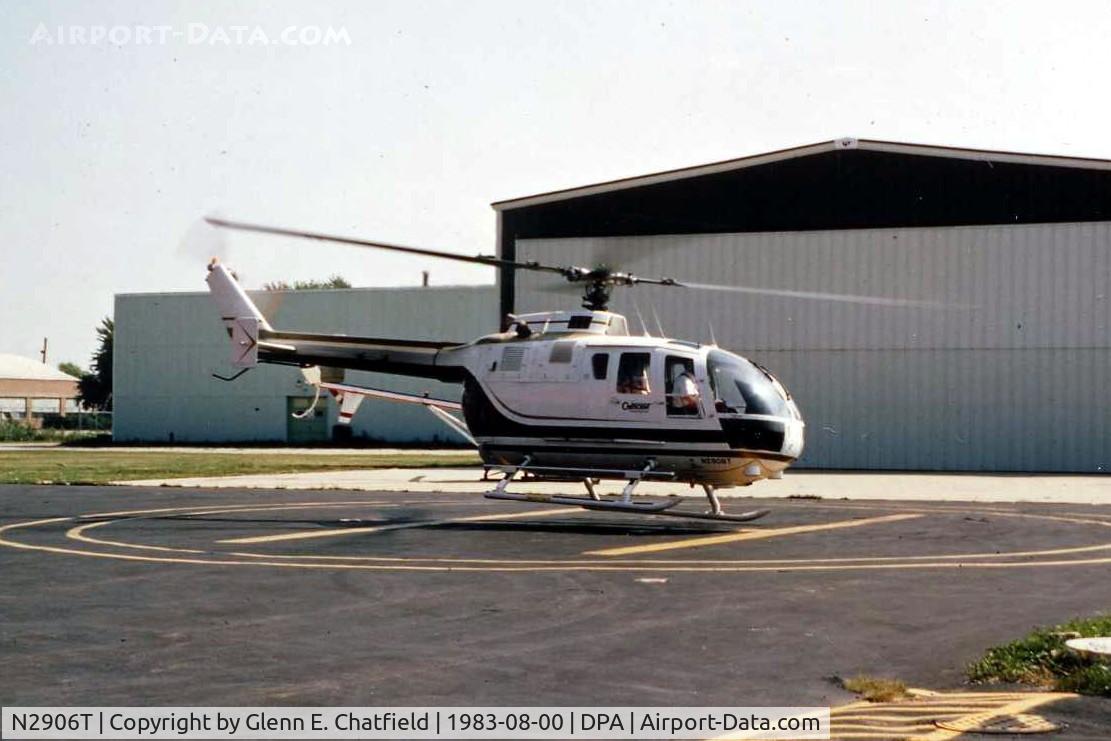 N2906T, MBB Bo-105S C/N S-573, Photo taken for aircraft recognition training. Lifting off Rotorcraft Partnership's pad
