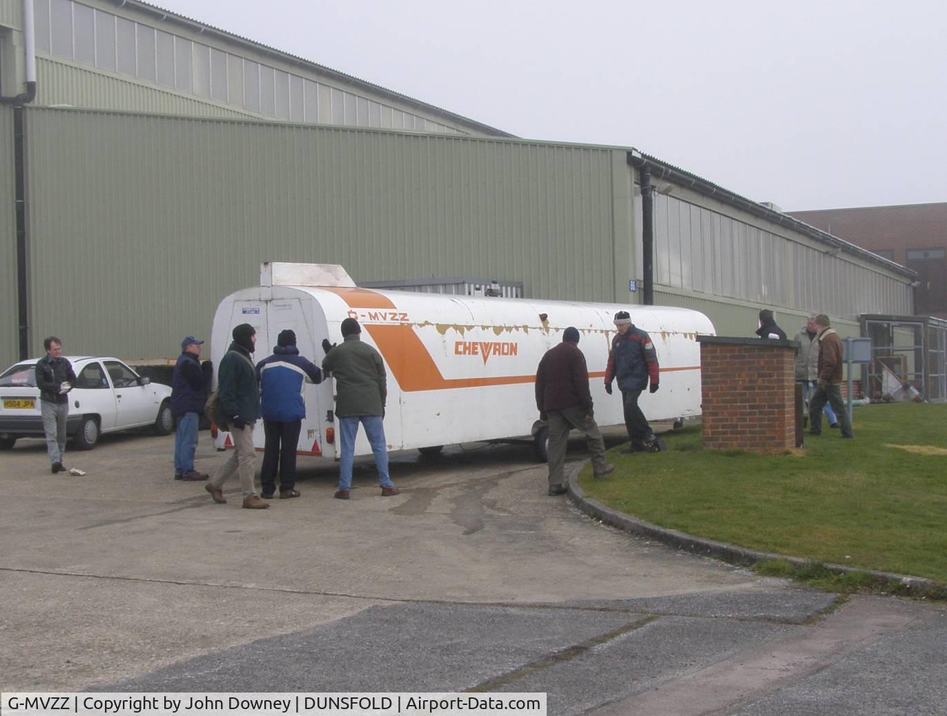 G-MVZZ, 1989 AMF Chevvron 2-32C C/N 019, Not the aircraft but its trailer @ Dunfold 20.2.08
