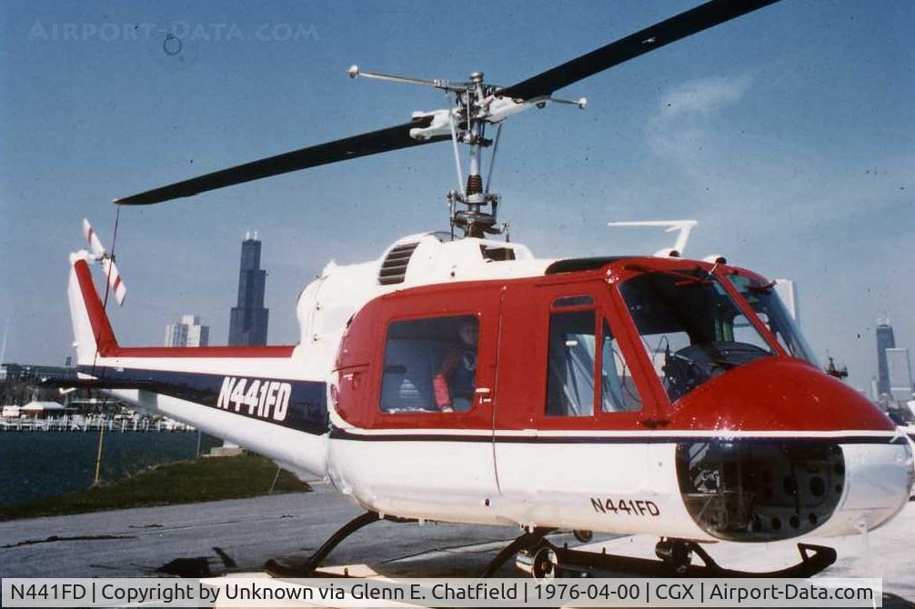 N441FD, 1961 Bell UH-1B C/N 371, 35mm slide found at DuPage Tower