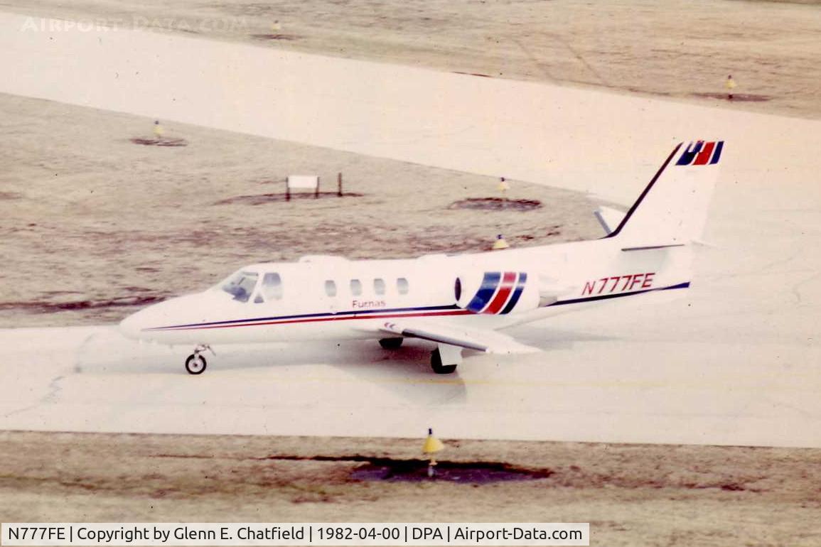 N777FE, Cessna 500 Citation 1 C/N Not found N777FE, Photo taken for aircraft recognition training.  Furnas Electric's C500.  Pilot was Mick, and the president of the company, Richard Hansen, owned warbirds