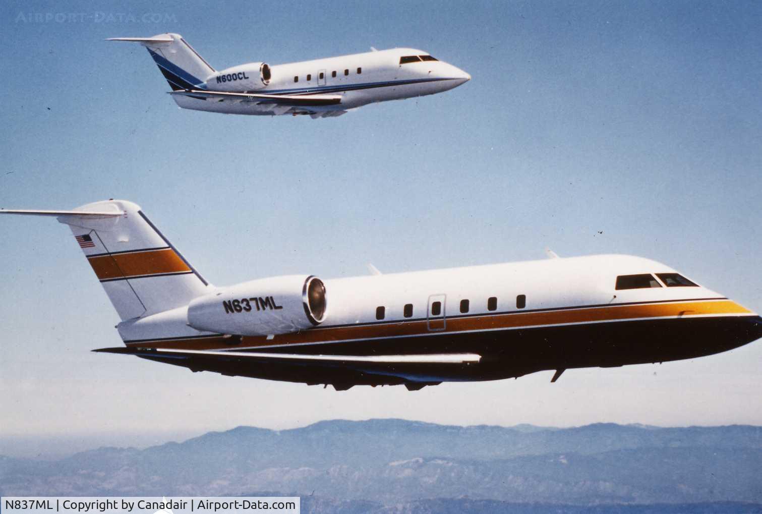 N837ML, Canadair Challenger 600 (CL-600-1A11) C/N Not found N837ML, Photo provided by Canadair for my (Glenn Chatfield) recognition course.  Challenger 600