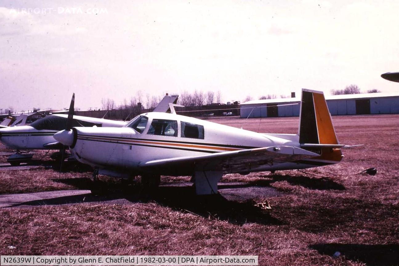 N2639W, 1966 Mooney M20E C/N 976, Photo taken for aircraft recognition training. North Ramp tie down