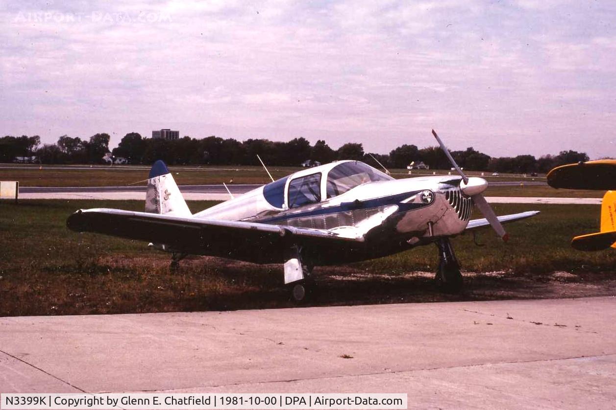 N3399K, 1947 Universal Globe GC-1B Swift C/N 1392, Photo taken for aircraft recognition training.