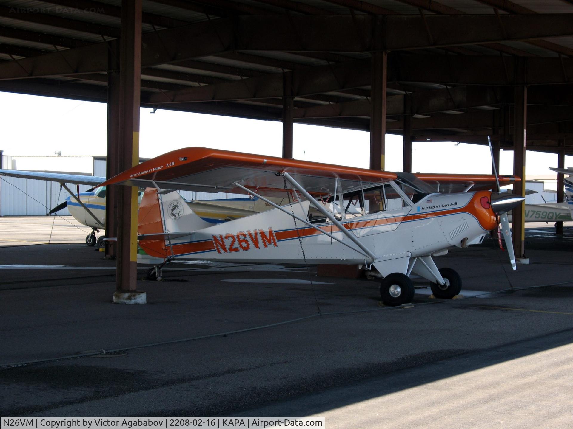 N26VM, 1999 Aviat A-1B Husky C/N 2027, Under shelter at KAPA
