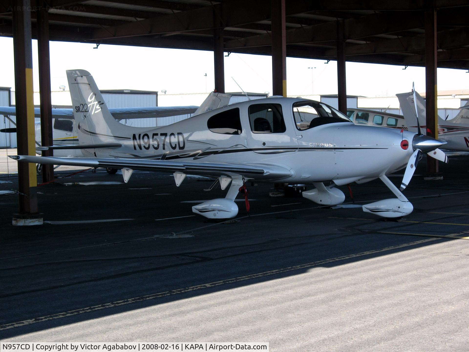 N957CD, 2006 Cirrus SR22 C/N 1835, Parked under shelter at Centennial Airport