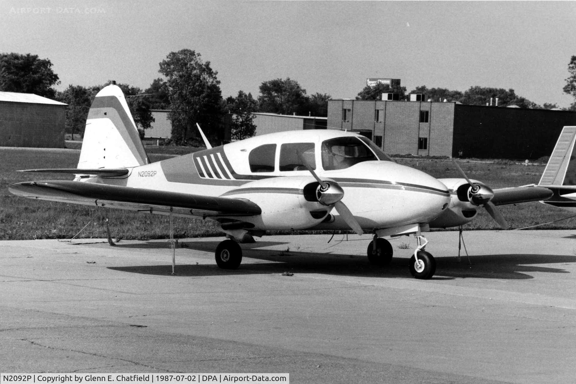 N2092P, Piper PA-23 C/N 23680, Photo taken for aircraft recognition training.