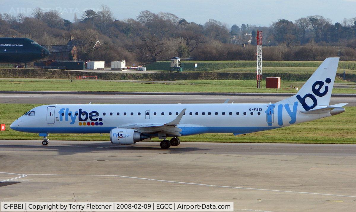 G-FBEI, 2007 Embraer 195LR (ERJ-190-200LR) C/N 19000143, This recent addition to the Flybe Emb 190 fleet was seen at Manchester in Feb 2008