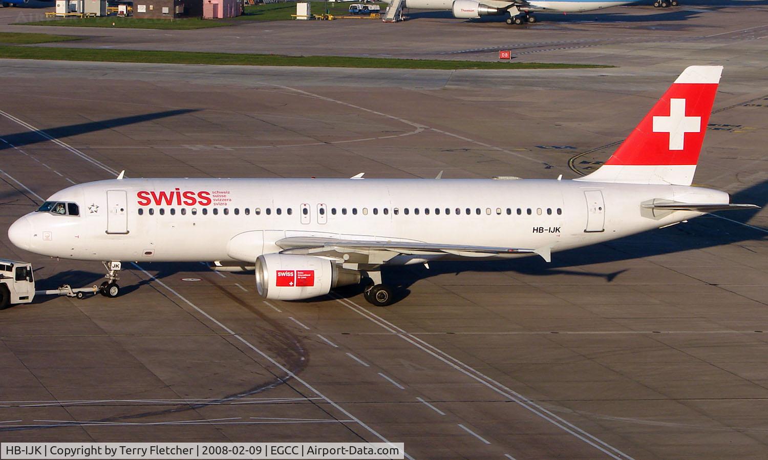 HB-IJK, 1996 Airbus A320-214 C/N 596, Swiss A320 at Manchester in Feb 2008