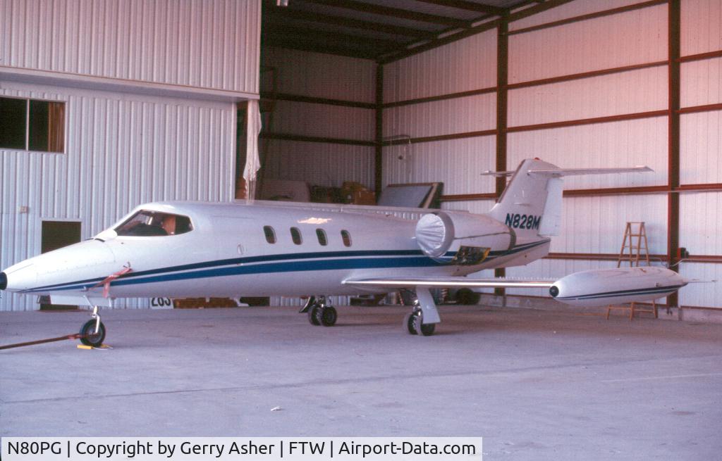 N80PG, 1976 Gates Learjet 35 C/N 35-063, N80PG was originally ordered from the factory as N828M by KJendavis Industries Intl. out of FTW, and flew with that company 1979-86 or so. My father, Pat Asher, was chief pilot for them.