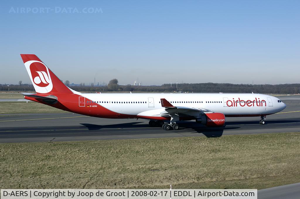 D-AERS, 1997 Airbus A330-322 C/N 171, This A330 has been transferred from LTU to Air Berlin lately. It is one of the first in the new Air Berlin colors.