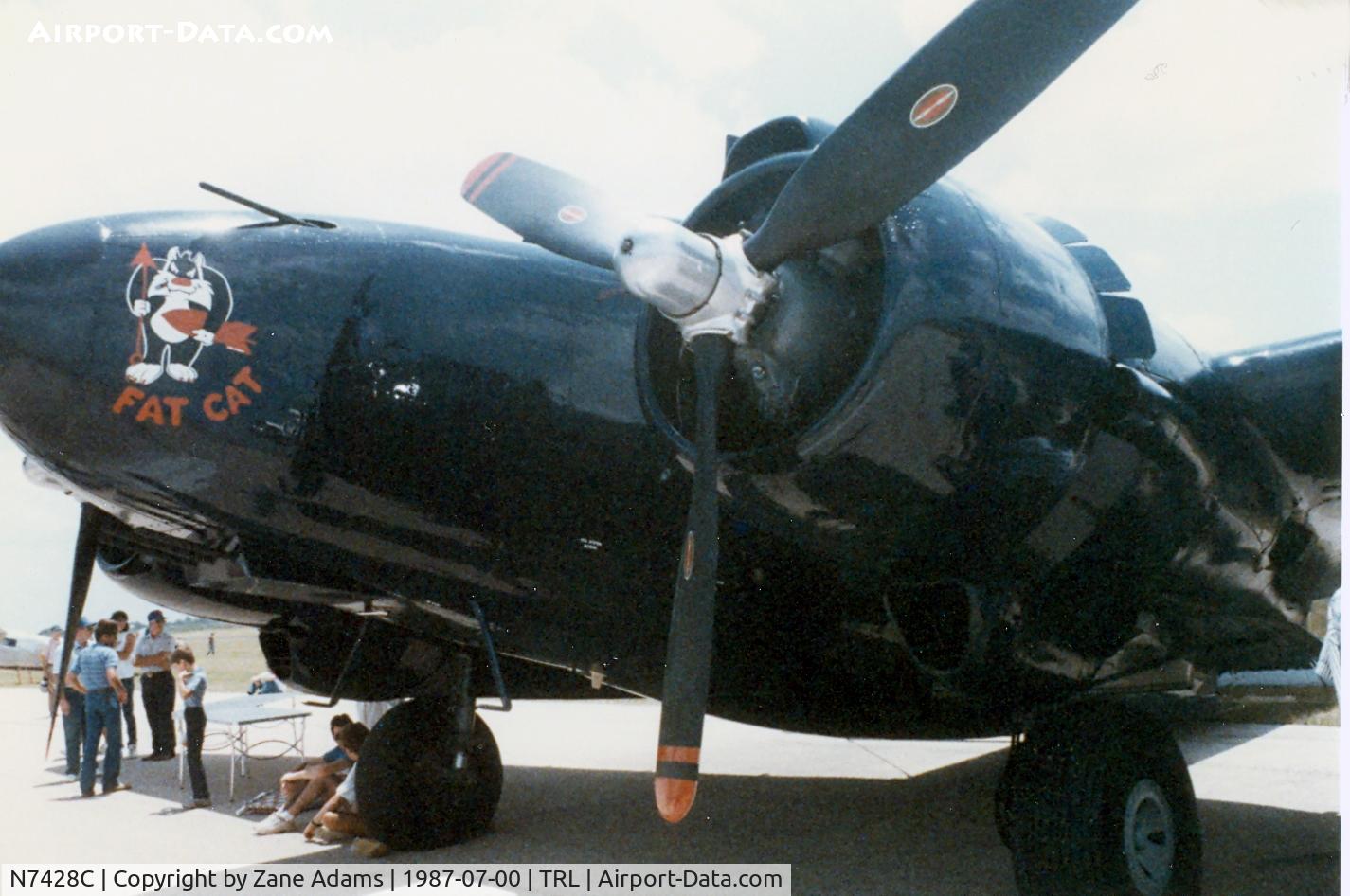 N7428C, Lockheed PV-2 Harpoon C/N 15-1228, This aircraft was destroyed in a ground fire at Conroe, TX - 9/16/1990