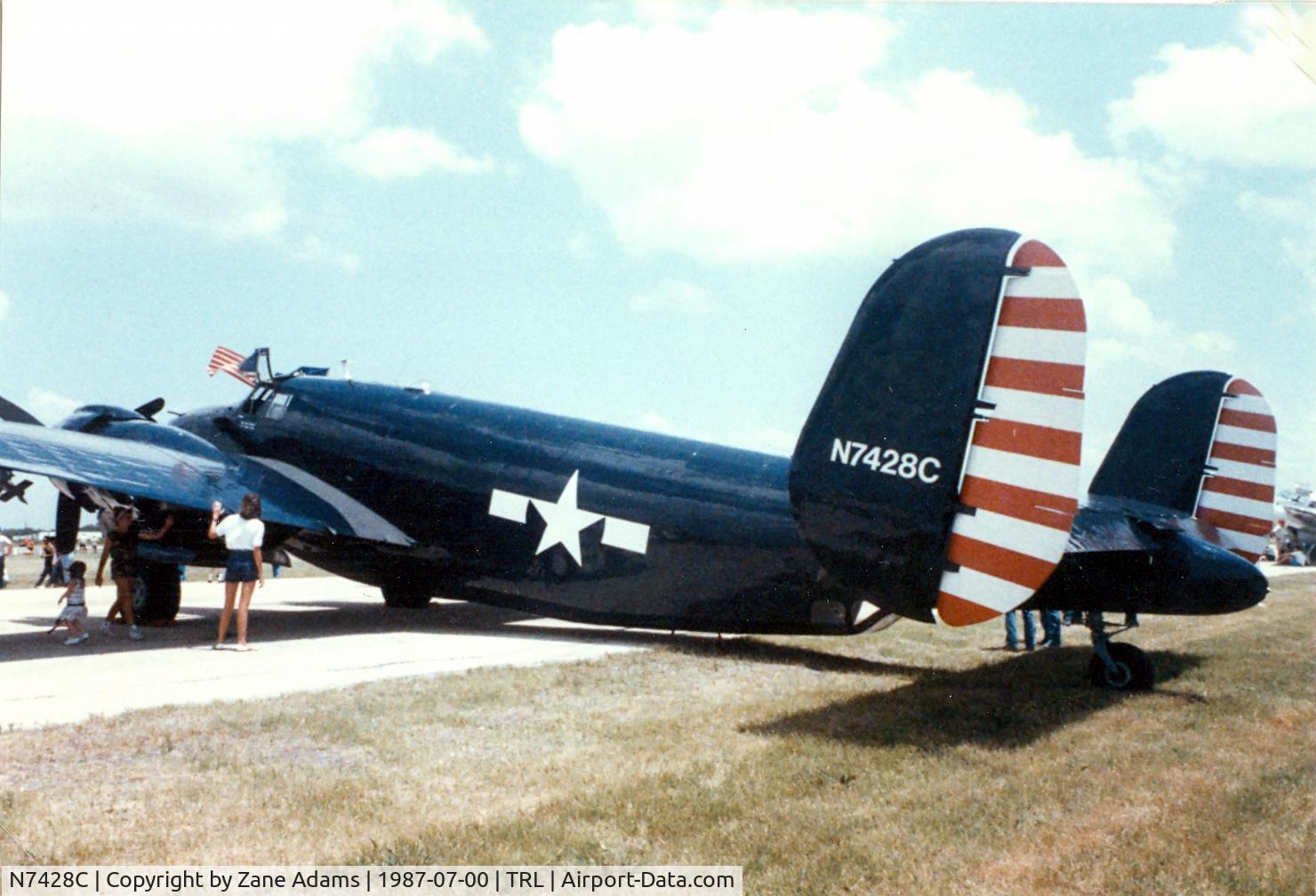 N7428C, Lockheed PV-2 Harpoon C/N 15-1228, This aircraft was destroyed in a ground fire at Conroe, TX - 9/16/1990