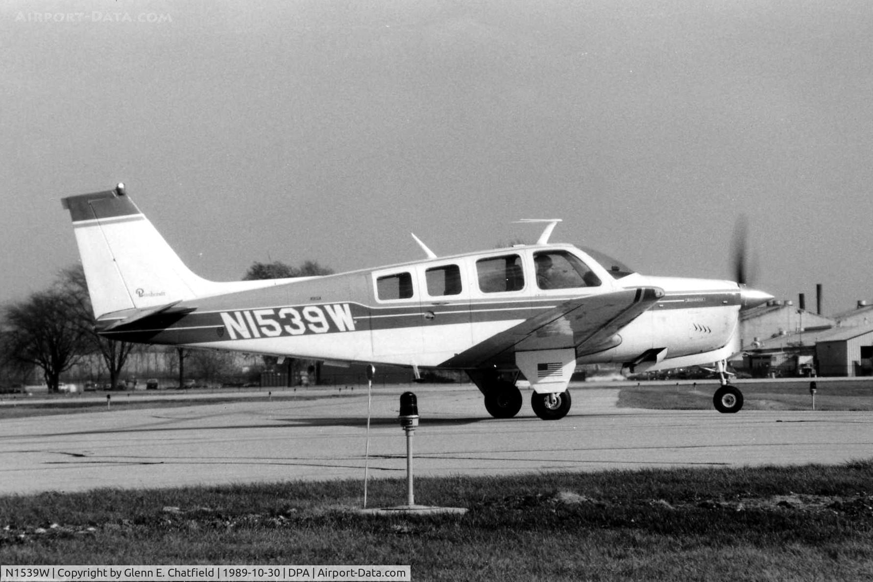N1539W, 1972 Beech A36 Bonanza 36 C/N E-326, Photo taken for aircraft recognition training.  Ready for departure at Runway 28