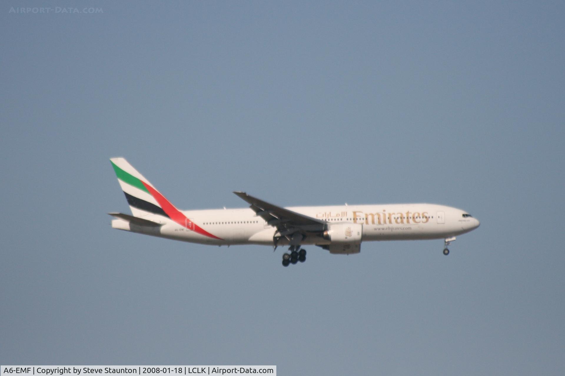 A6-EMF, 1996 Boeing 777-21H C/N 27249, Taken in the Larnaca area 18th January 2008