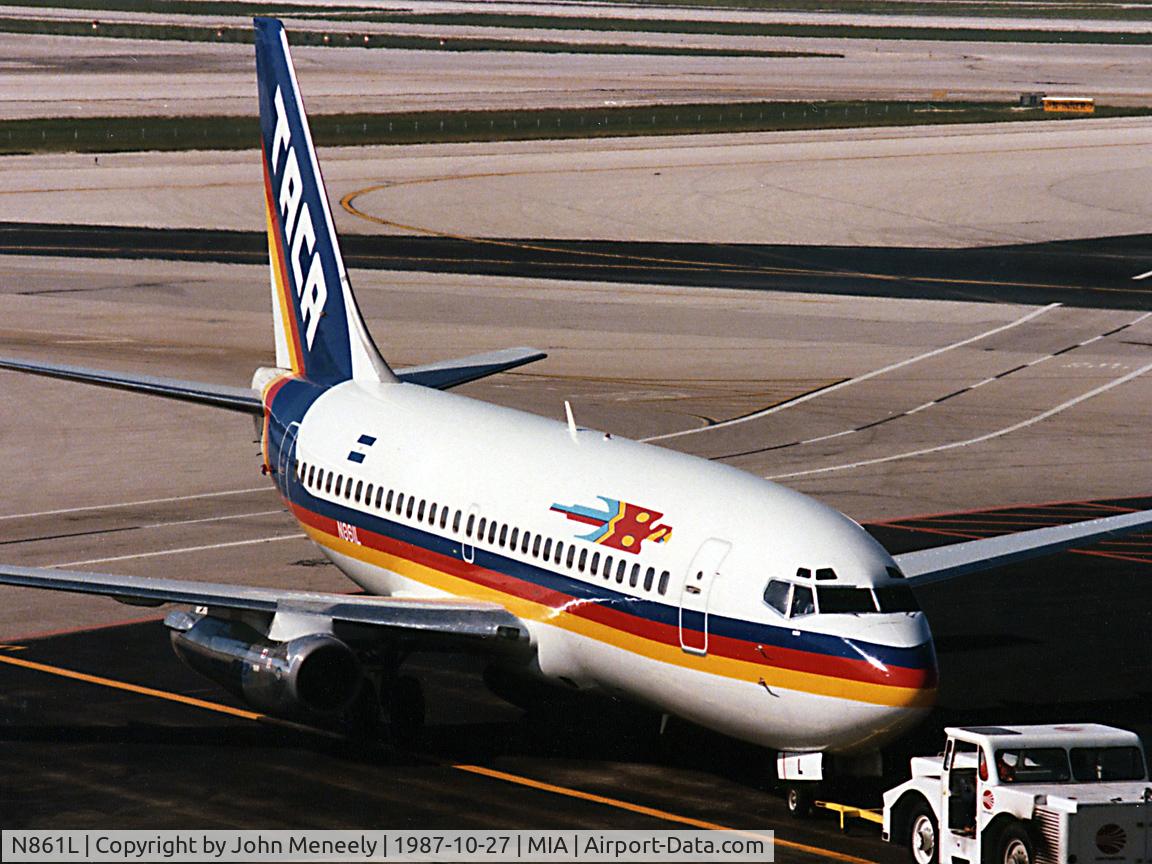 N861L, Boeing 737-200 C/N 22760, Operated by TACA - seen here on pushback