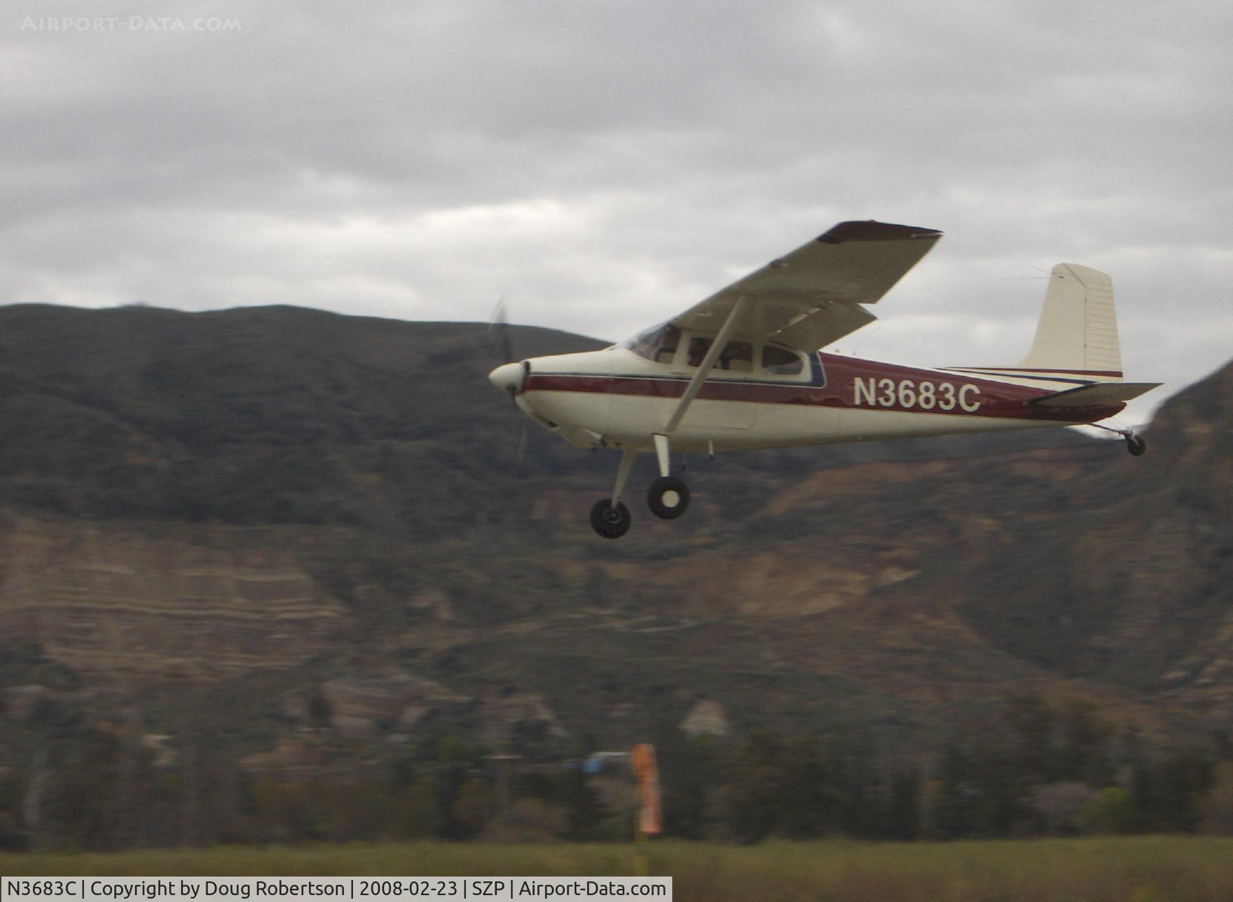 N3683C, 1954 Cessna 180 C/N 31182, 1954 Cessna 180, Continental O-470 225 Hp, landing Rwy 04