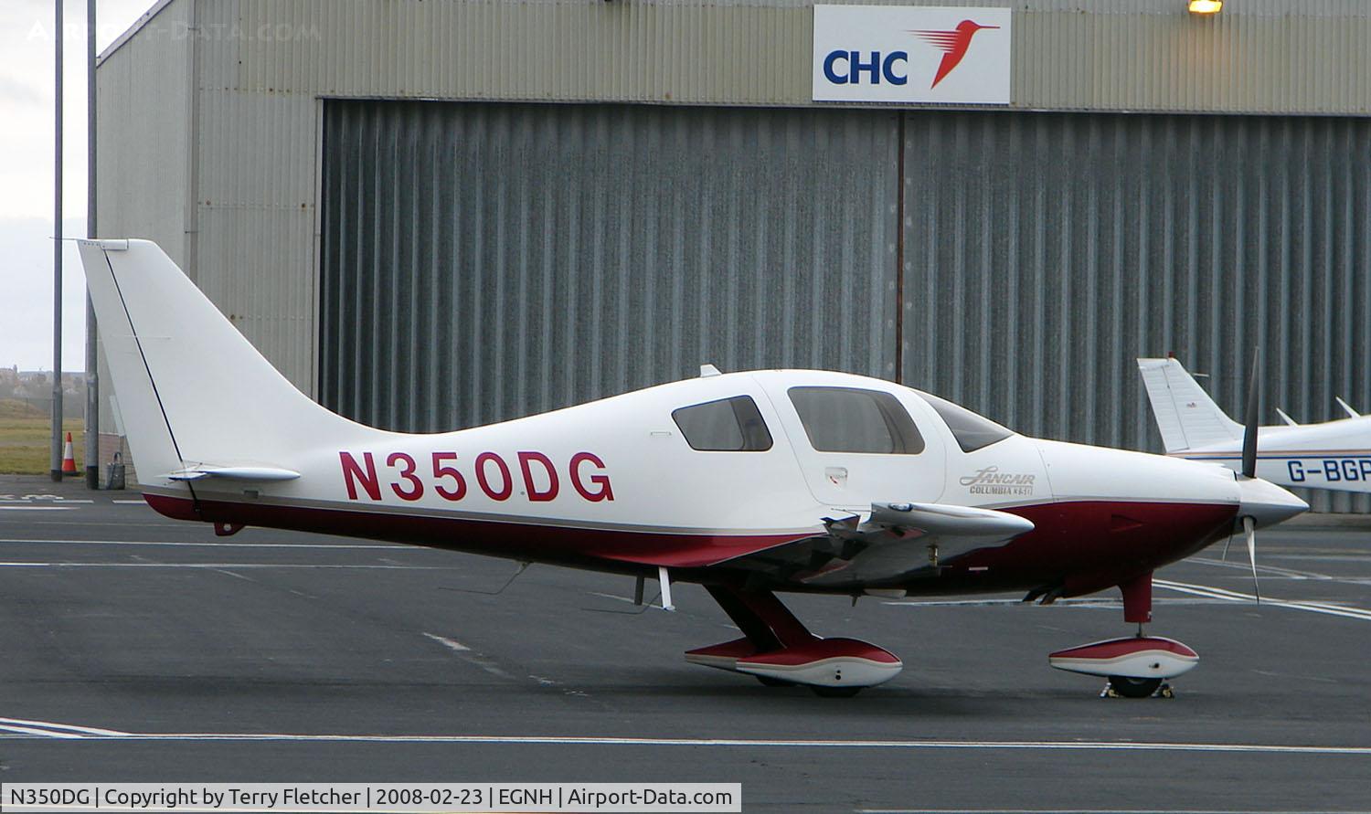 N350DG, 2005 Lancair LC42-550FG C/N 42074, A welcome visitor to Blackpool in Feb 2008