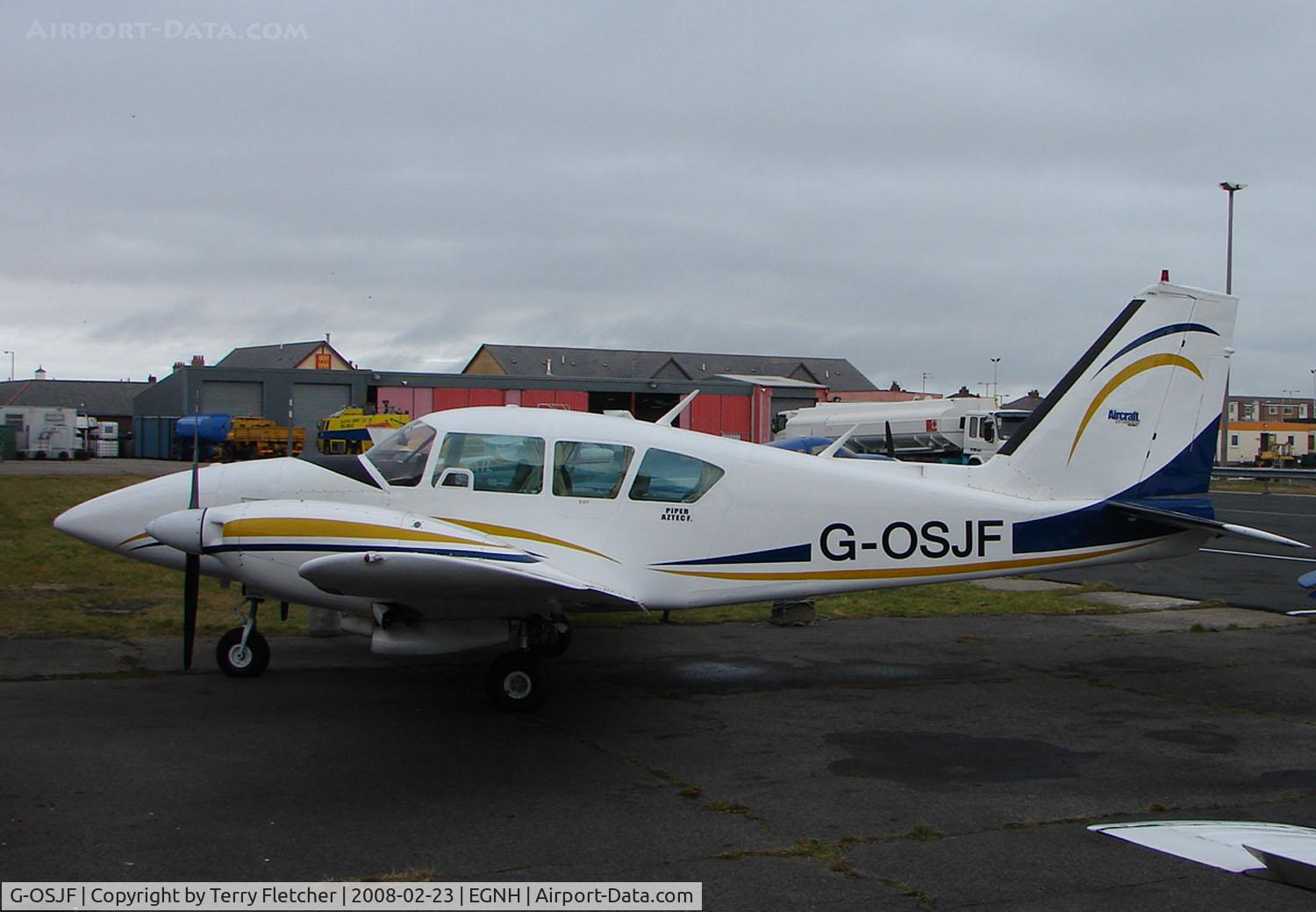 G-OSJF, 1980 Piper PA-23-250 Aztec F C/N 27-8054041, Piper Aztec at Blackpool in Feb 2008
