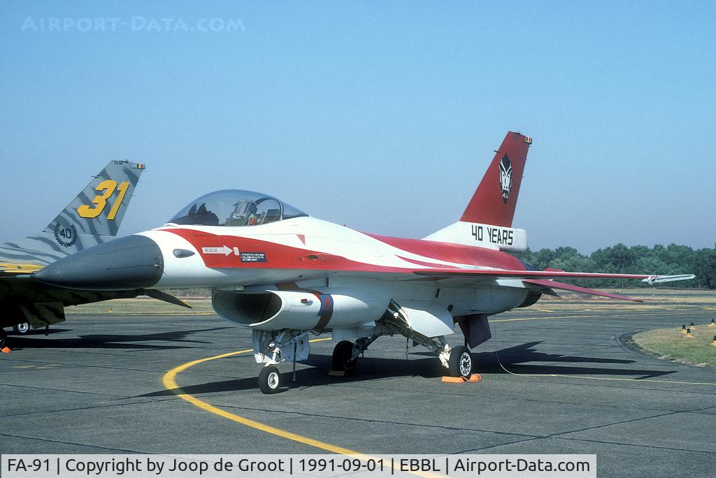 FA-91, 1980 SABCA F-16AM Fighting Falcon C/N 6H-91, Due to its 40st annivresary 23 Smaldeel painted a F-16 in this striking colors.